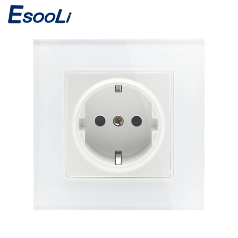 EsooLi 16A стандарт ЕС 86 тип розетки питания стекло зарядное устройство адаптер панель стены кристалл стекло панель Разъем питания заземлен