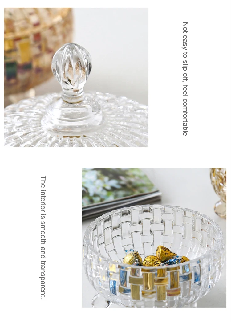 European Crystal Glass with Lid Candy Jar Wedding Glass Container Creative Storage Tank Amber Glass Crystal Jar Home Decorative