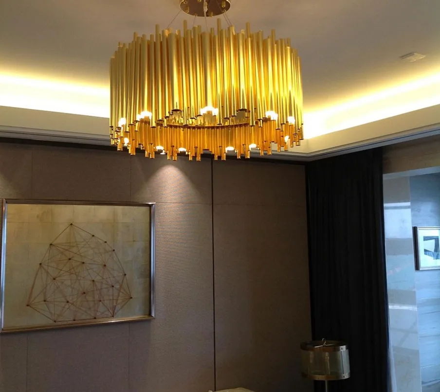 Современные золотые драматические трубы органа Брубек подвесной светильник