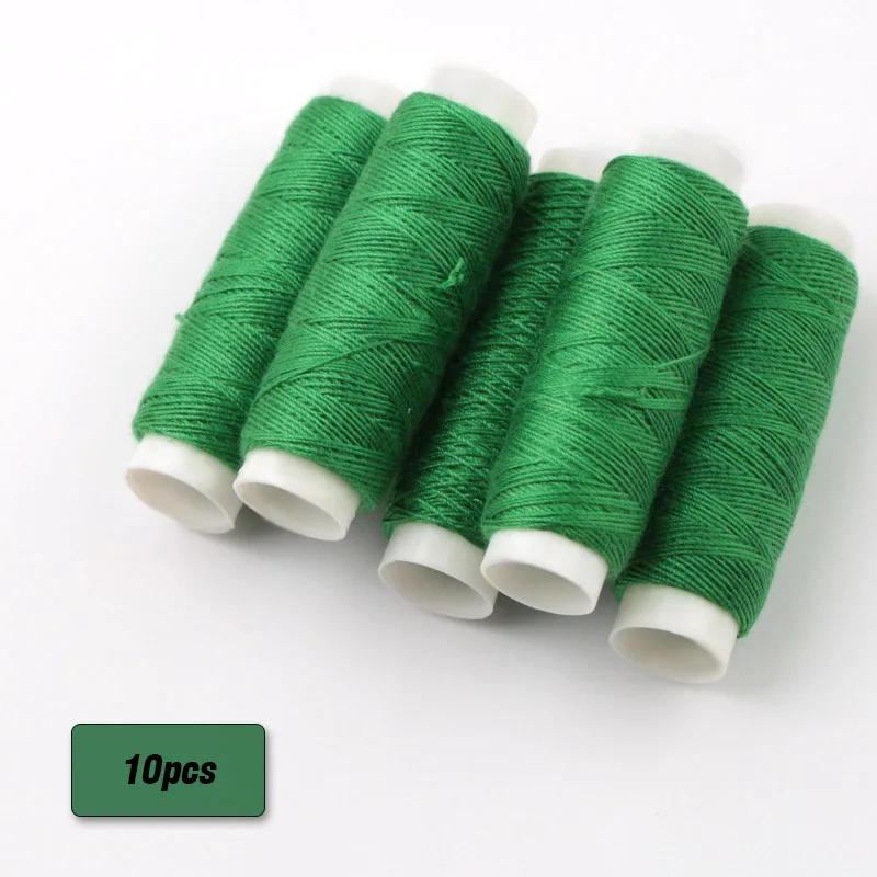 green x 10roll 50 м/рулон многоцветная ручная работа джинсовая толстая нить швейная игла diy швейная подходящая Полиэстер маленький рулон - Цвет: green x 10roll