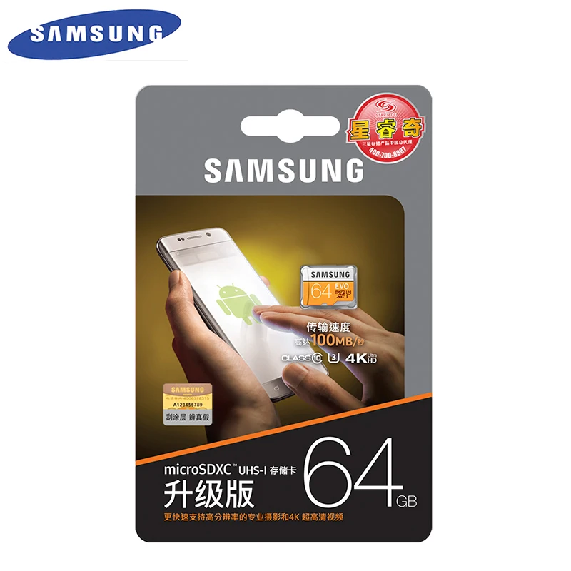 SAMSUNG Original New EVO 64GB U3 Memory Card Class10 Micro SD TF/SD Cards C10 R100MB/S MicroSD XC UHS-1 Support 4K UItra HD | Компьютеры и