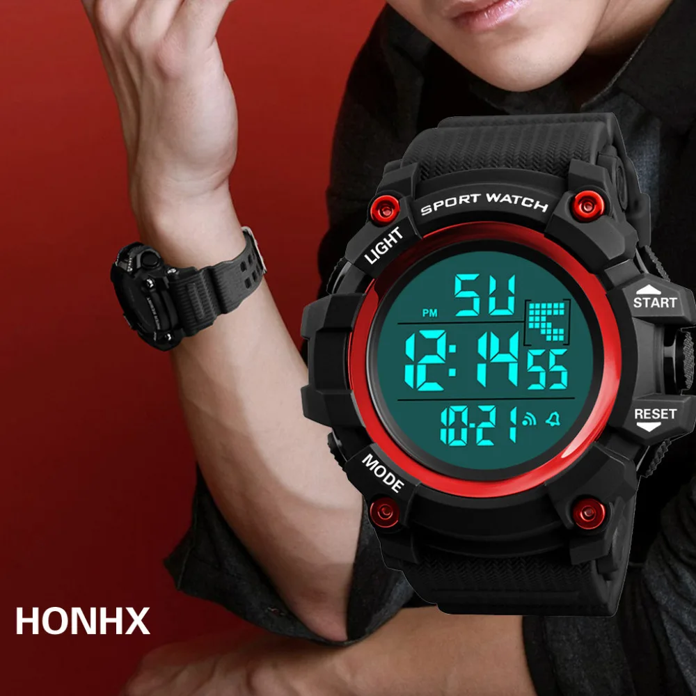 Мужские часы 30 м водонепроницаемые электронные светодиодные цифровые мужские