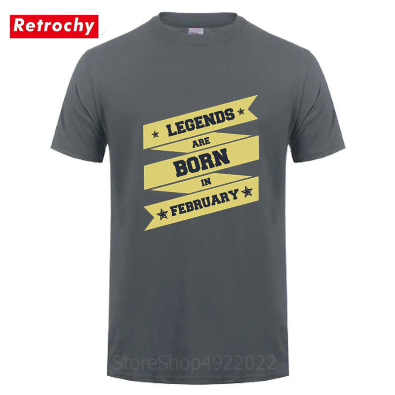 Legends are born in February Tshirt New Fashion Men's Birthday Gifts T Shirts Valentines Day T-shirt Dad Brothers Cotton Top Tee | Мужская