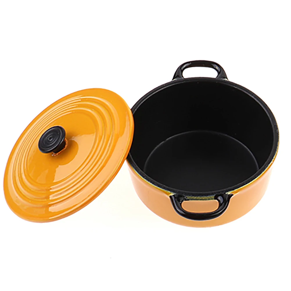 

Hot Dollhouse Miniature Kitchen Utensil Cooking Ware Play Kitchen Toy Mini Pot Boiler Pan with Lid Kettle Doll house Accessories