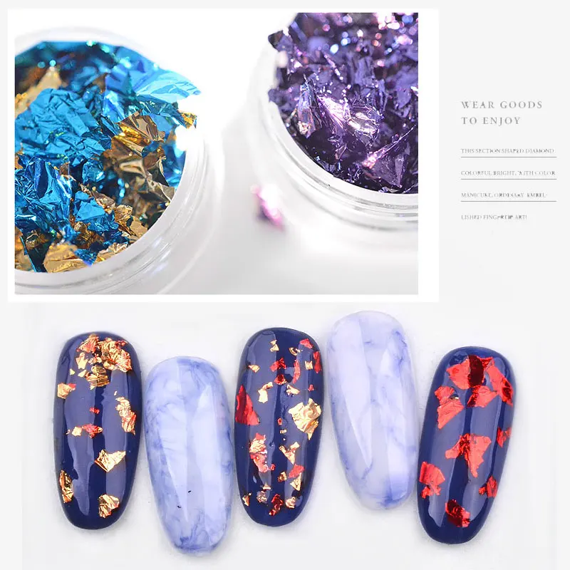 Цветной блестящий алюминиевый 3D стикер для ногтей УФ Гель лак блестки полное