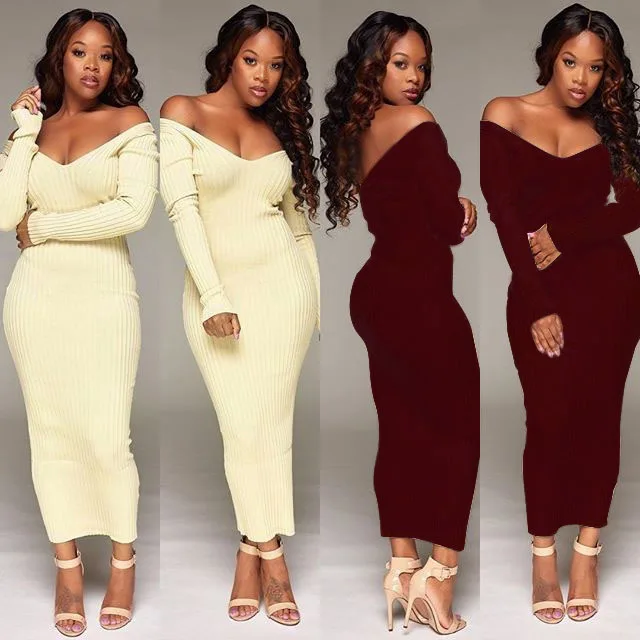 Новое Осеннее повседневное длинное платье сексуальное Глубокий v образный вырез