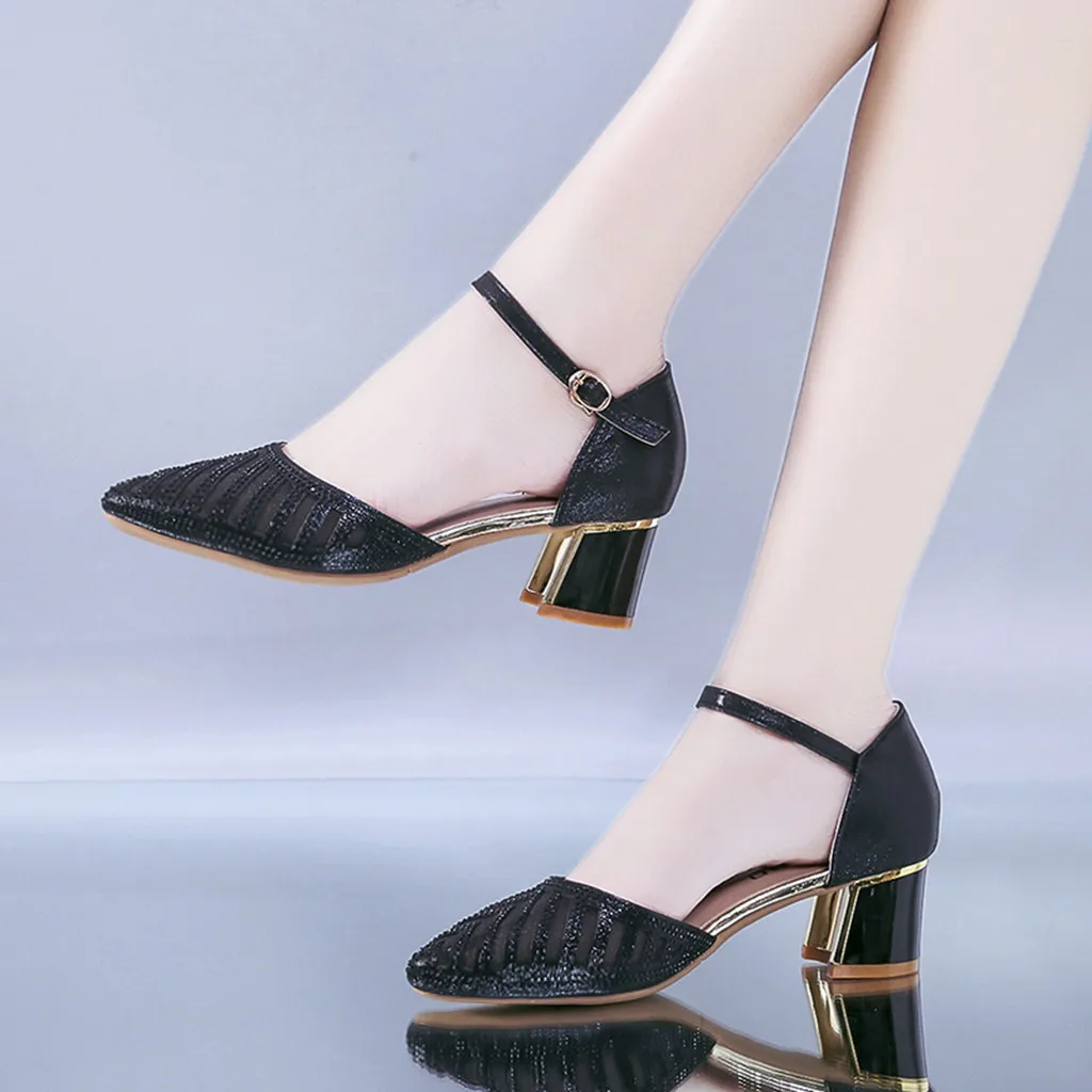 SAGACE/женская модная повседневная обувь с острым носком на толстом каблуке Обувь