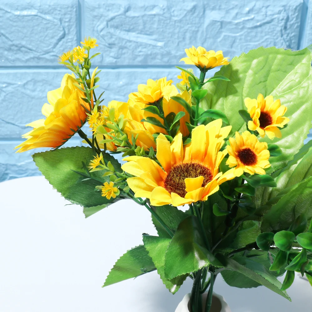 1 шт. 7 головок подсолнуха украшение из натурального шелка на ощупь милые
