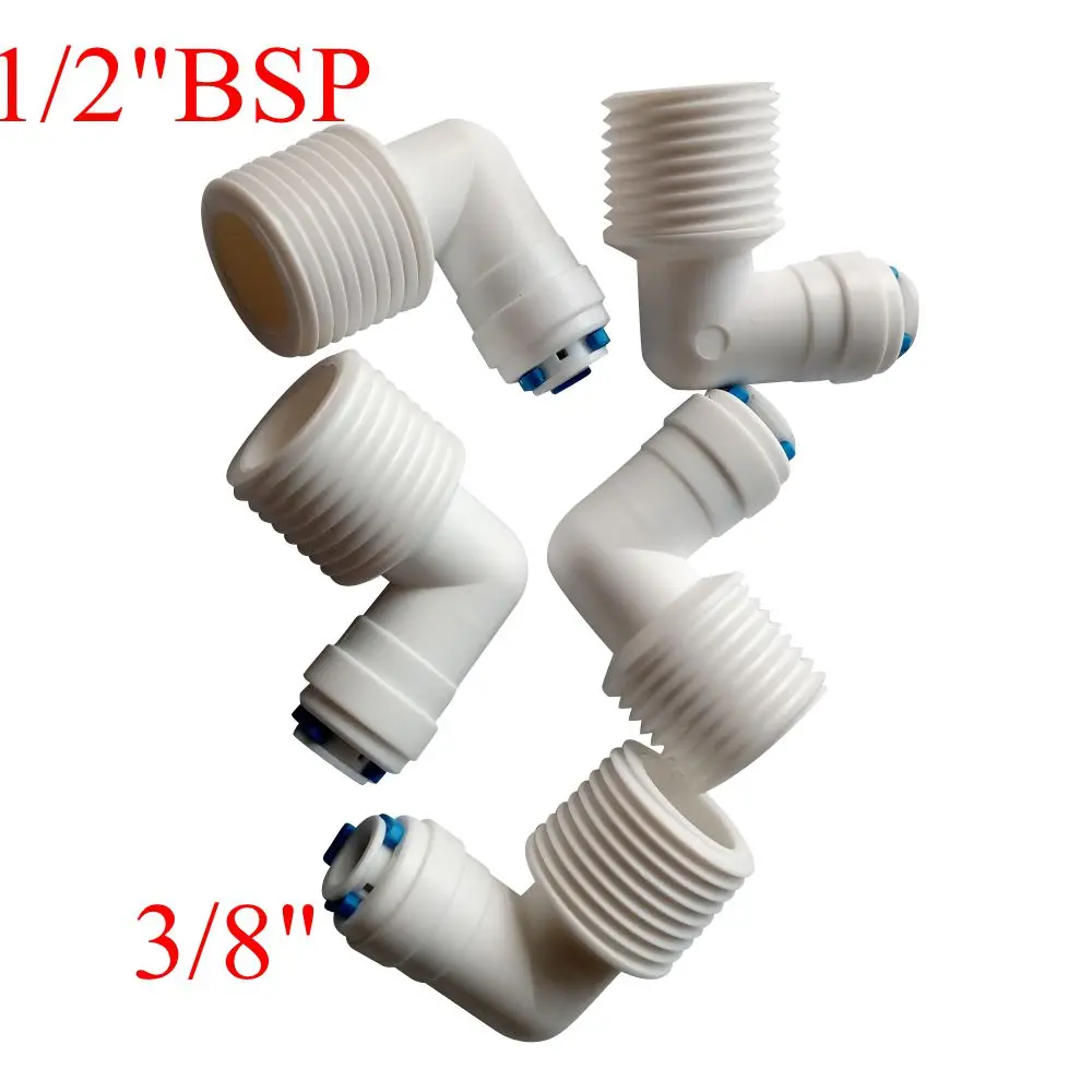 

5 шт. 3/8 "OD 1/2" BSP Мужской Локоть Быстрый Соединитель RO очиститель воды обратный осмос разъем для аквариумной системы установки Рим-4-3