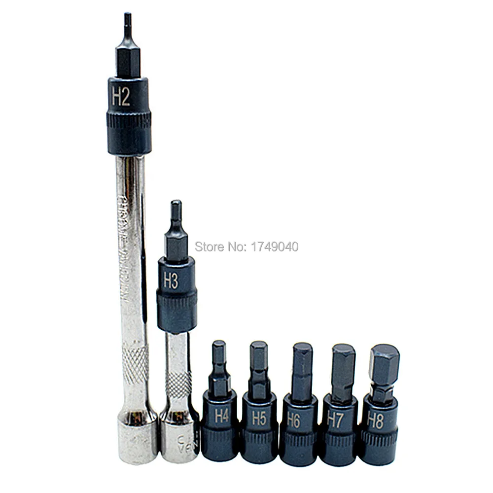 7pc Hex Key Socket Bit Set 1/4&quot Drive Adapter H2-H8 Screwdriver with 2pcs Ratchet Extender Tool | Инструменты