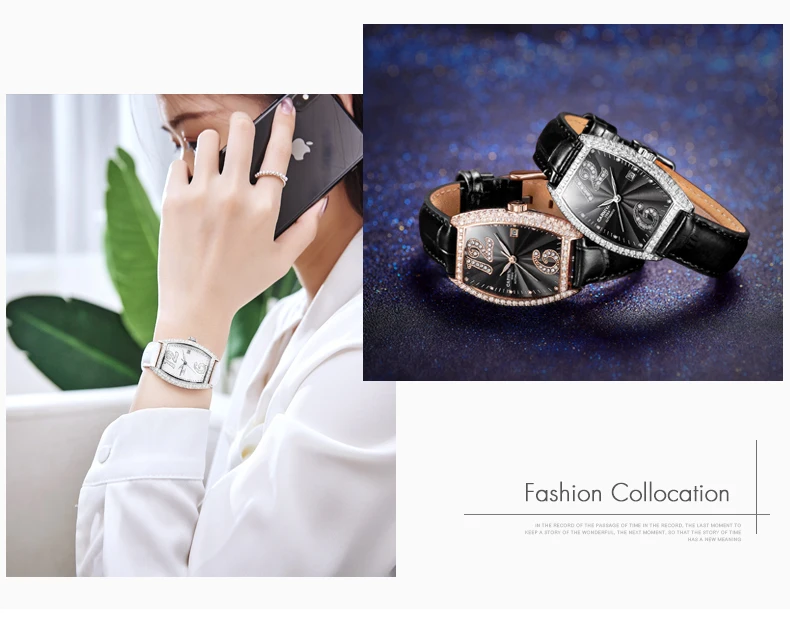2019Carnival switzerland automatic mechanical watch women luxury brand leather strap women watches rhinestione clock reloj saati