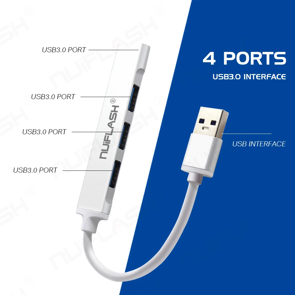 Горячий черный USB 3,0 Hi-Скорость 4-Порты и разъёмы разветвитель адаптер для ПК компьютер Прямая