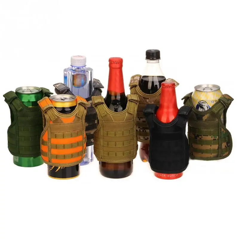 Тактический жилет слой Военная бутылка пива набор мини Molle жилет охотничья бутылка напиток набор регулируемые плечевые ремни