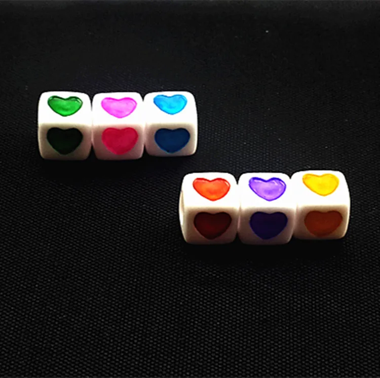 500 шт Акриловые Кубики сердца и круглые бусины для изготовления ювелирных