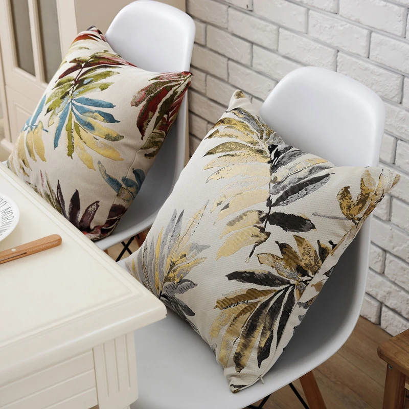Полиэстеровая жаккардовая наволочка с листьями для дивана Офисная оплеткой