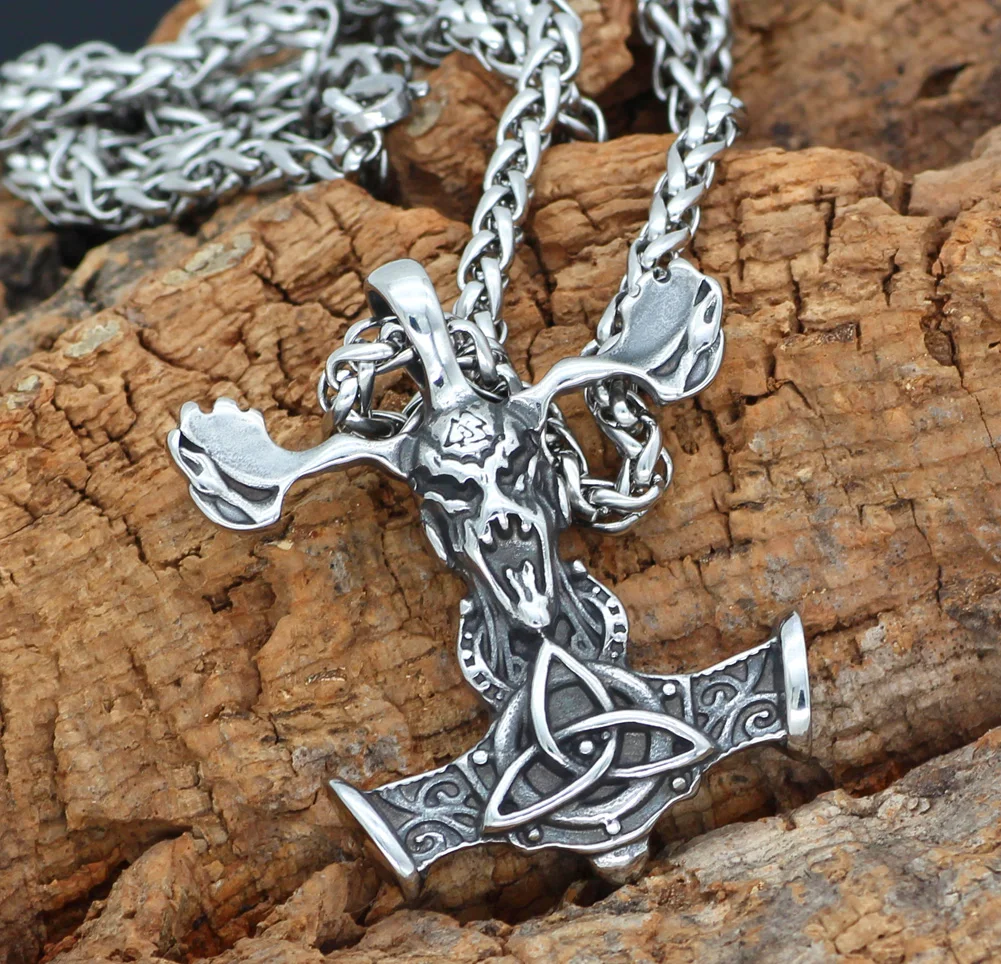Мужской скандинавский Викинг с узлом thor hammer Talisman MJOLNIR ожерелье из нержавеющей