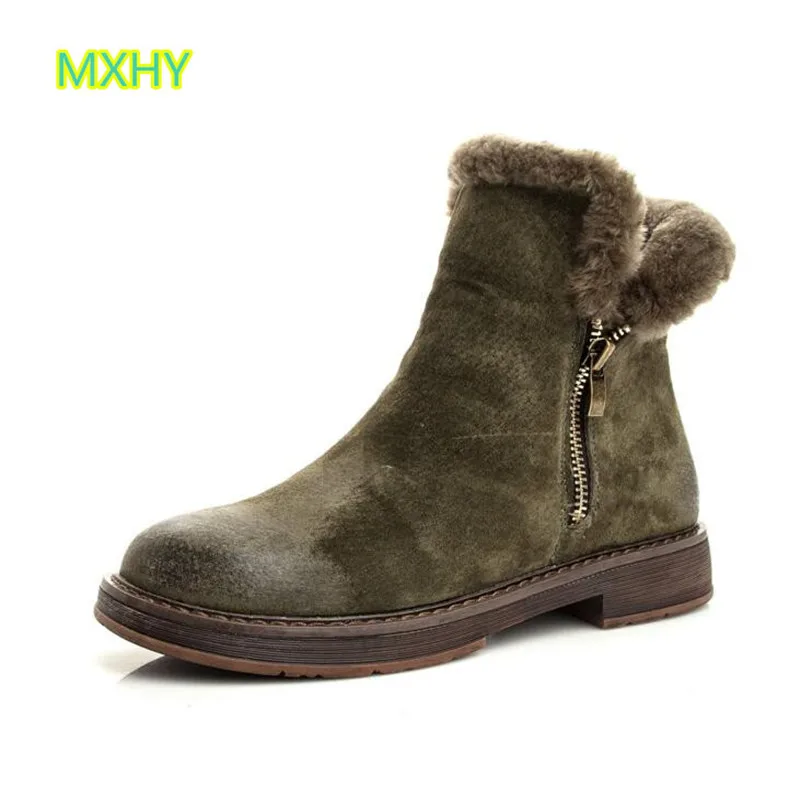 Женские теплые ботинки из натуральной кожи на меху |