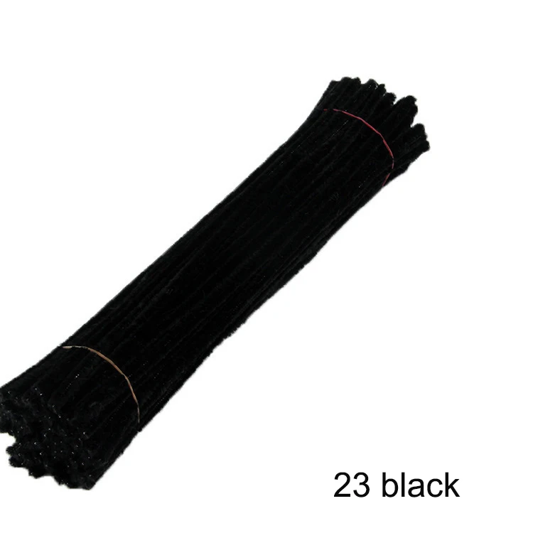 23 black 100 шт 30 см стебли синели, очистители труб детские развивающие игрушки ручной работы Красочные шенили Стебли трубы для DIY ремесла поставки - Цвет: 23 black