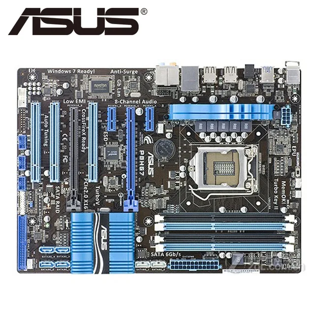 Оригинальная материнская плата ASUS P8H67 для DDR3 LGA 1155 I3 I5 I7 CPU USB2.0 USB3.0 32 Гб H67 б/у