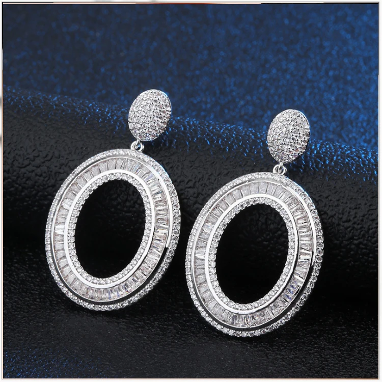 Серьги позолоченные украшения Циркон Ясно cz Леди 2019 новый дизайн круглые серьги