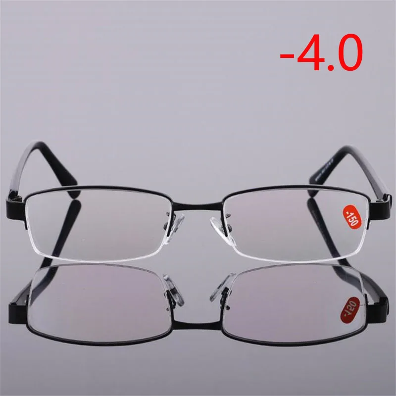 Myopia 400 1,0-1,5-2,0-2,5 до-6,0 полуоправа очки для близорукости женские и мужские модные Асферические полимерные оптические очки черная оправа - Цвет оправы: Myopia 400