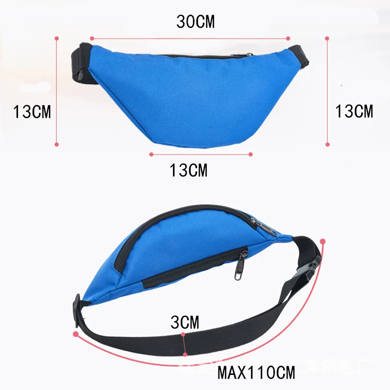 

Oxford Waterproof Women Men Colorful Fanny Pack 2 Pocket Nylon Female Waist Bag Bum Bag Belt Bag Pouch Packs 110cm Belt