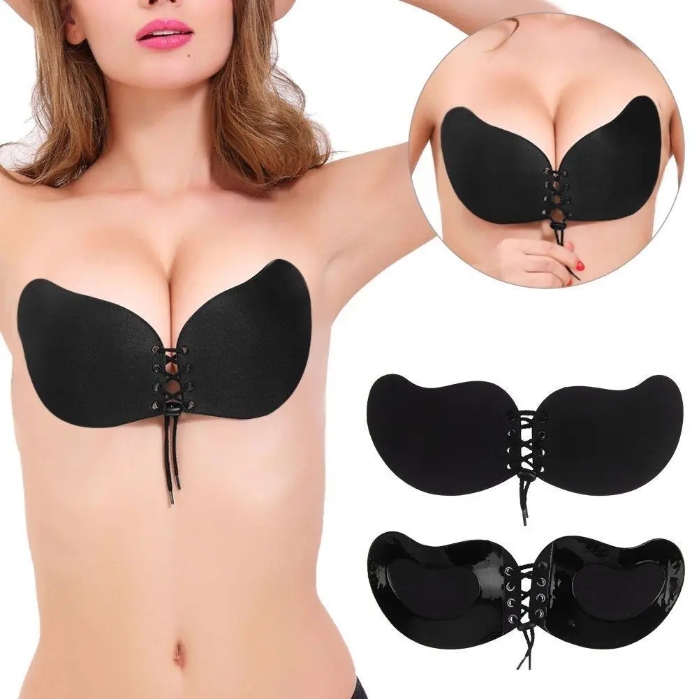 Регулируемый бюстгальтер пуш ап без бретелек с открытой спиной самоклеящийся