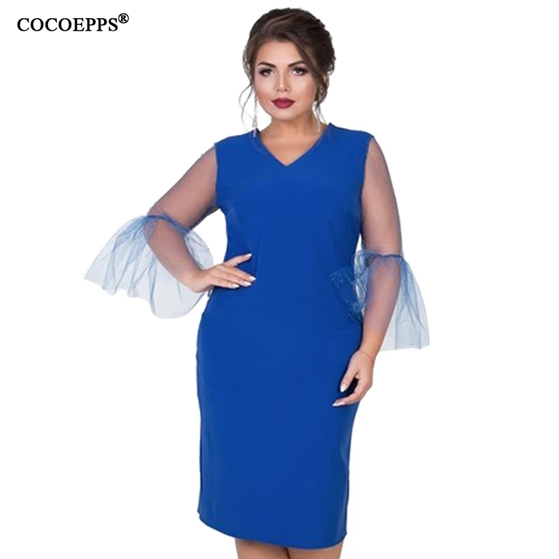 Женское платье футляр COCOEPPS вечернее большого размера 5XL 6XL 2019|vestidos plus|long sleeve bodycon