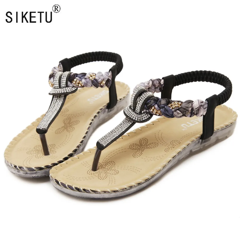 SIKETU/Брендовая женская обувь Новые Модные женские босоножки Сезон лето Стразы