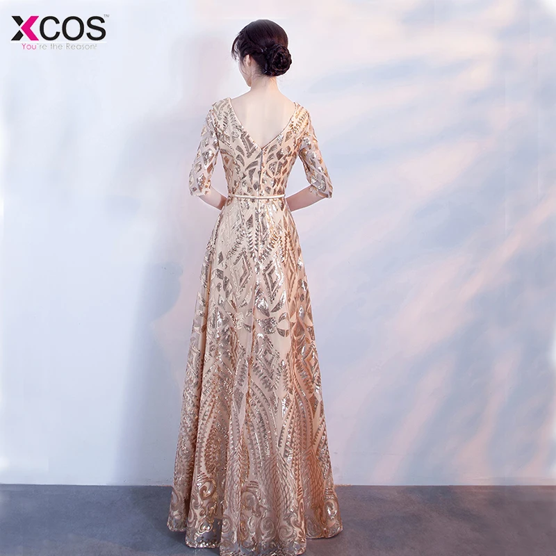 Вечернее платье из тюля расшитое бисером мусульманское золотое длинное вечернее