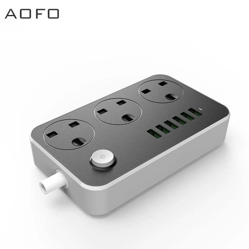 Разъем питания с 3-сторонней розеткой 6 usb-портов Защита от перенапряжения плата 2