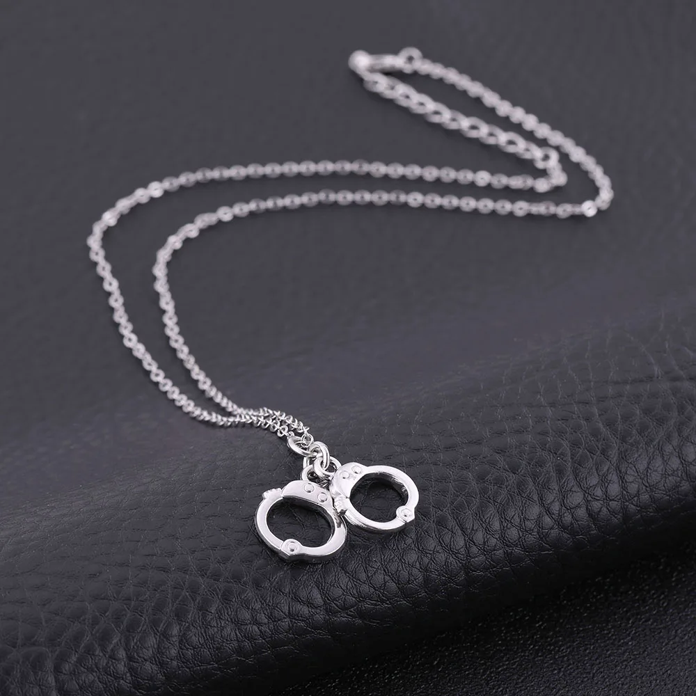 LIKGREAT Handcuff Errings Women Silver Color Jewelry Sets Handcuffs Pendant Necklace Best Gifts for Love Fashion Bijoux | Украшения и