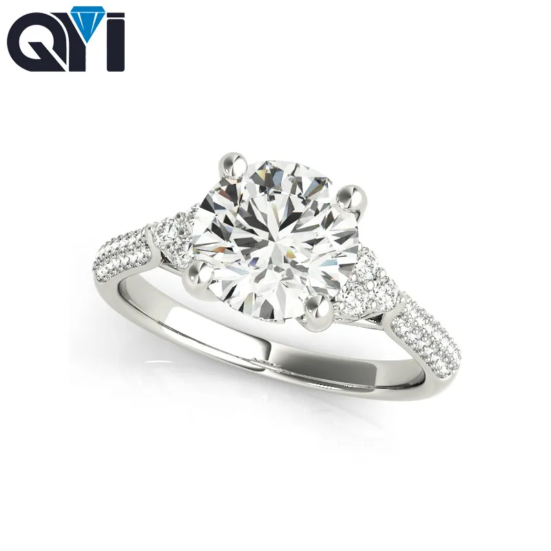 

QYI 925 Sterling Silver Female engagement Rings 2 ct Fashion Jewelry Round Cut Rings Include transportation