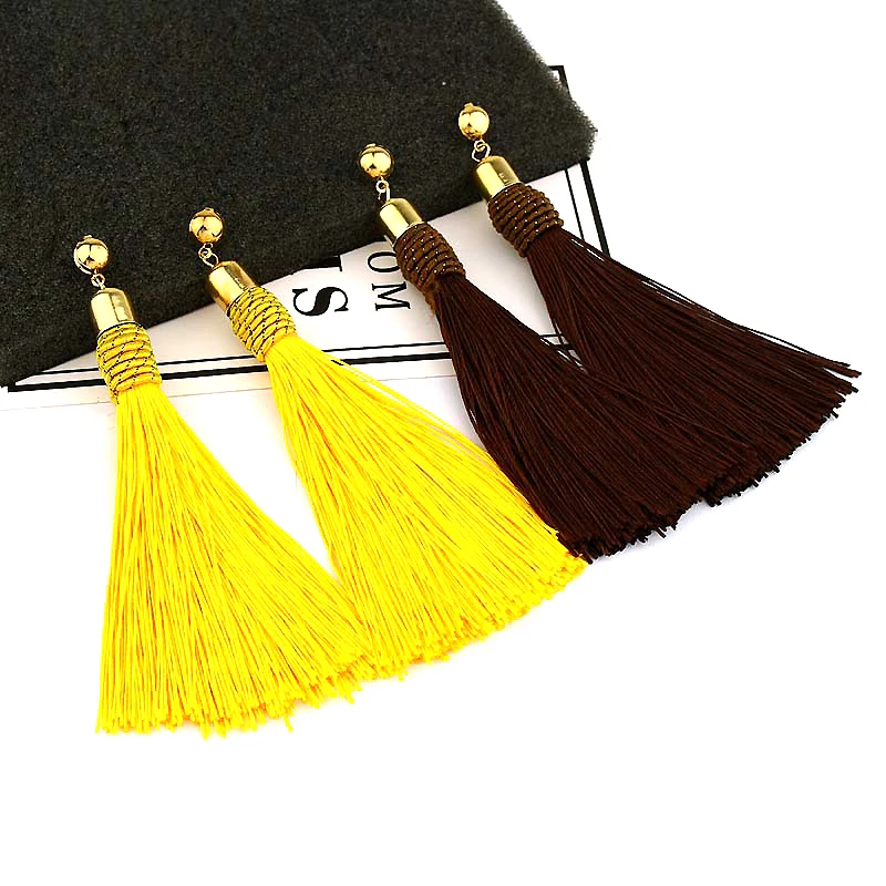 YUKAM богемные этнические длинные Хлопковое платье-майка с бахромой серьги