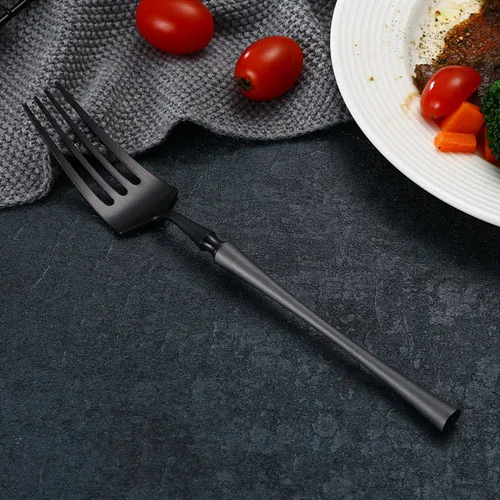 Black Fork Новинка, благородная посуда GH, нож, вилка, столовые приборы, розовый, золотой, серебряный, черный, набор посуды, кухонные столовые инструменты для еды, кофе, десерт - Цвет: Black Fork