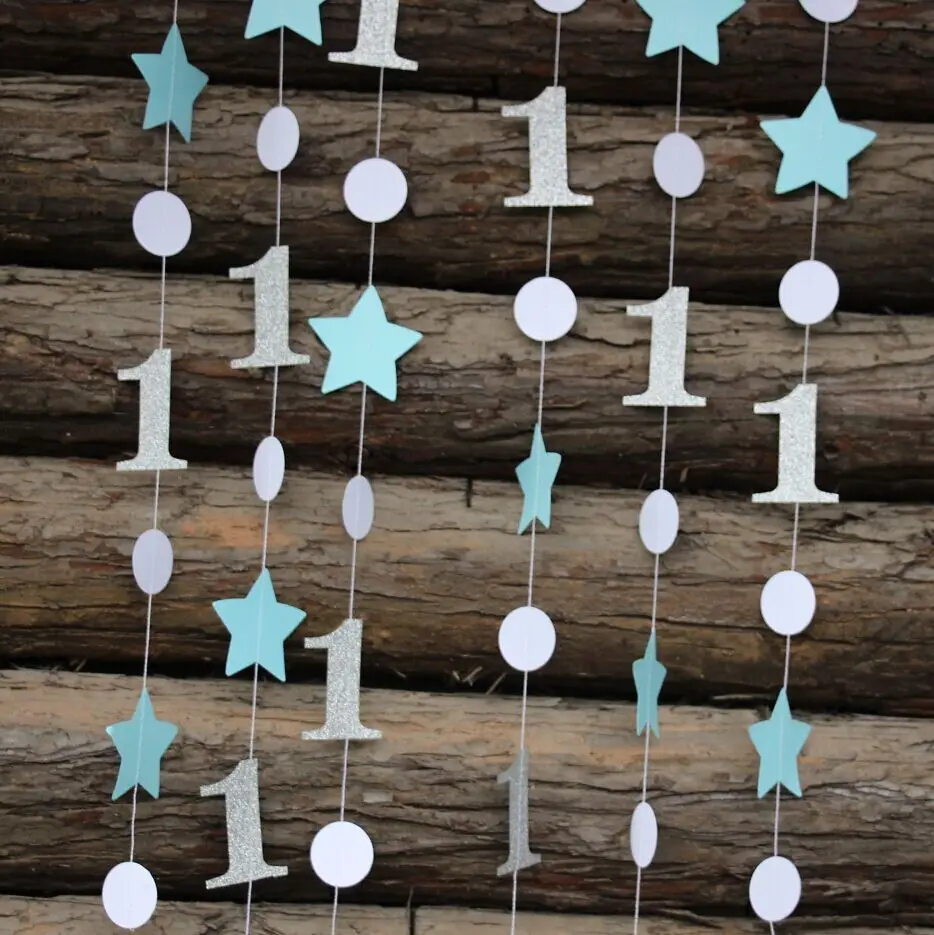 (3 шт./лот) Синий Серебряный Гирлянда звезда один Герланд Декор мальчик/девочка 1st