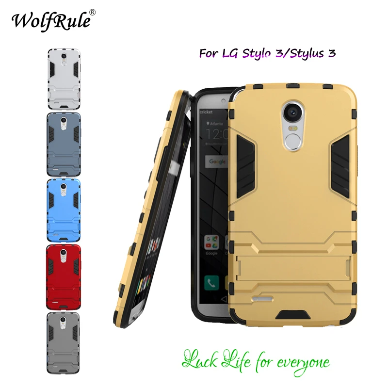 WolfRule для LG Stylus 3 Чехол антидетонационный силиконовый и ПК держатель чехол Stylo LS777