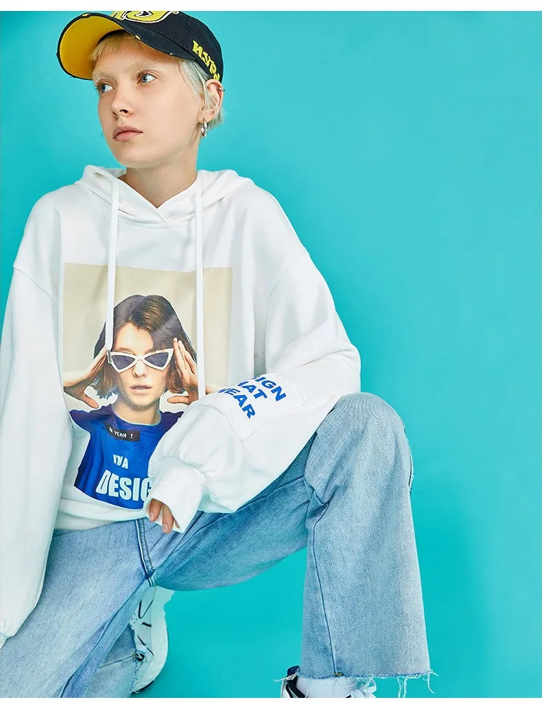 Toyouth New Autumn Fashion Kroean Women Sweatshirts Letters Long Sleeve Hoodies Cropped Hoodie Streetwear Plus Size Tops
