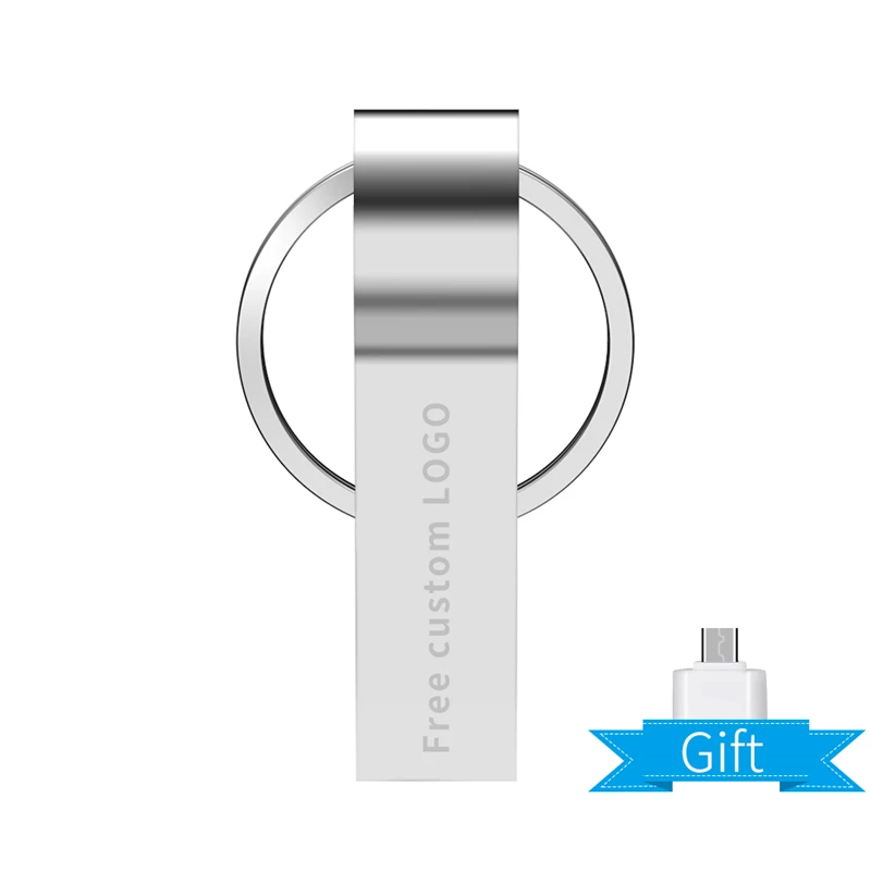 Usb флеш-накопитель 128 ГБ, серебристая металлическая ручка, 64 ГБ, 32 ГБ, высокоскоростная Usb флешка 2,0, 16 ГБ, 8 ГБ, 4 Гб, флешка-брелок, логотип на заказ - Цвет: USB 2.0