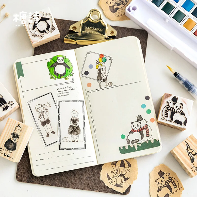 1 шт. деревянный штамп в виде милой панды|Штампики| |