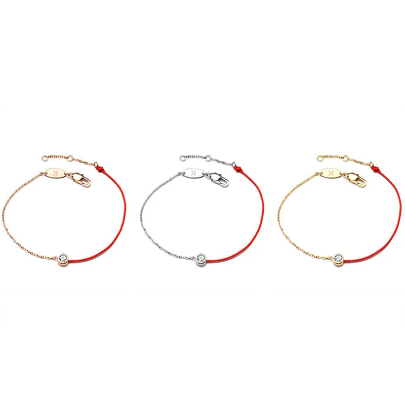 Женский Плетеный Браслет GS тонкая красная веревочная нить со стразами и