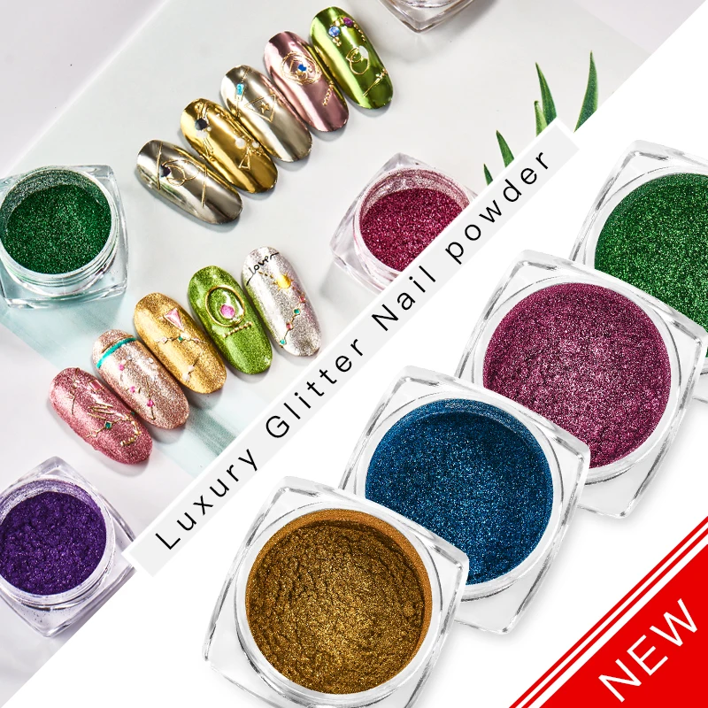 Зеркальный блестящий порошок для ногтей RBAN NAIL 0 3/0 5/1 г/кор. металлический цвет
