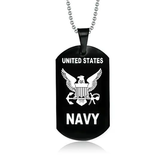 US Navy Sign Necklace Men's Army Dog Titanium Steel Black Brand | Украшения и аксессуары
