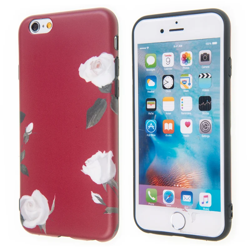 Cuptakes Phone Cases for Apple iPhone 7 Case Plus Cover IMD Soft Silicone Coque Luxury Wine Red Rose Flowers Capa |
