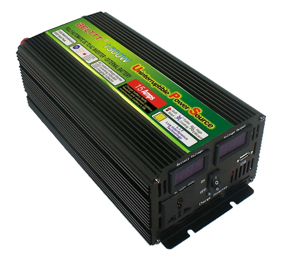 

Free shipping BELTTT dc12v to ac220v 1500W Inverter with built-in battery charger Taiwan model