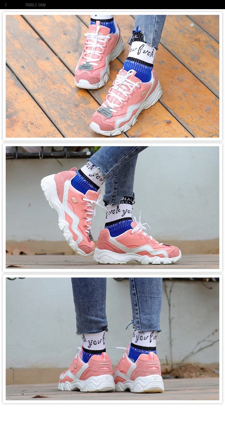 Skechers D'lites/Повседневная обувь для женщин; Осенняя обувь на платформе; кроссовки; женская модная брендовая обувь на массивном каблуке в стиле ретро; 88888000-PNK