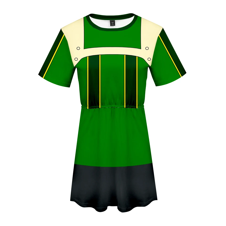 Frdun Tommy 3D MY HERO ACADEMIA Short Sleeved Dress Girl Kpop Anime Oversize Fashion Summer fashion Style so hot Plus Size | Женская