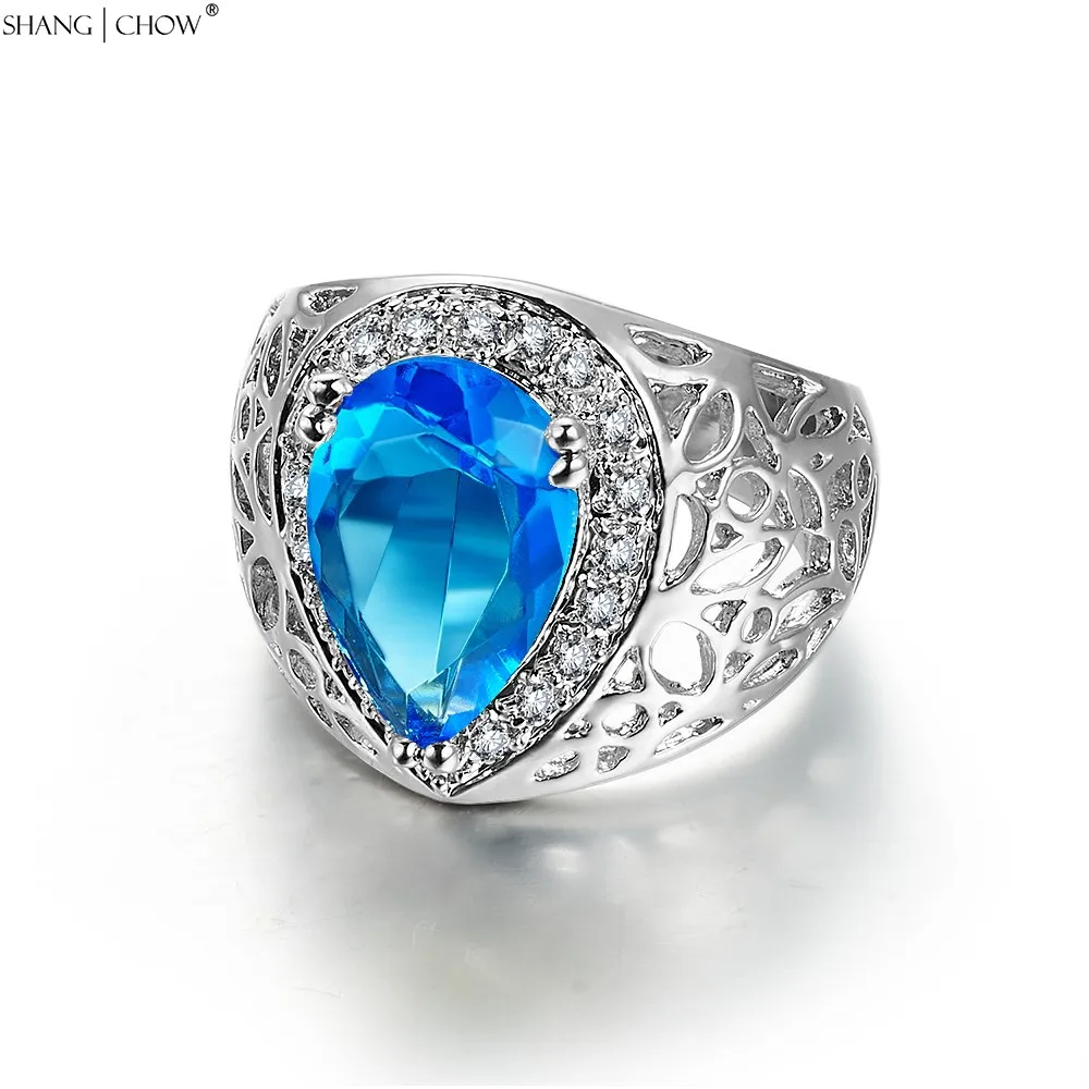 Женское кольцо из серебра 925 пробы с синим кварцем в форме капли|925 sterling silver ring|rings