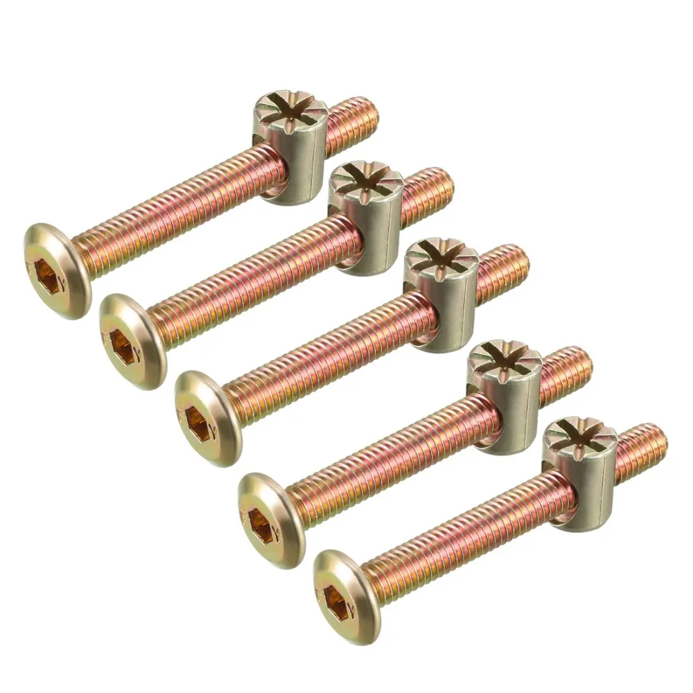 5 комплектов мебельных болтов Uxcell M6x50/60/70/75/25 мм Гайки М6 с шестигранной головкой