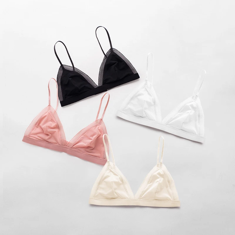 Женский бюстгальтер из 100% шелка GUIYI пикантный кружевной тонкий без стальных